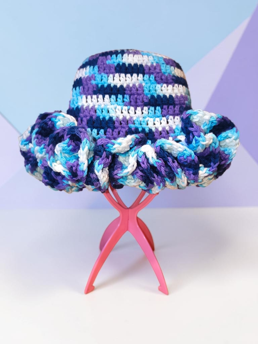 Crochet Ruffle Bucket Hat | Blue Lagoon - Picture 1 of 2